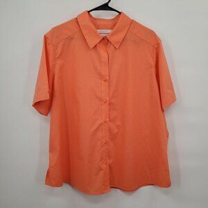 Foxcroft Wrinkle Free Button Up Shirt Plus Size Short Sleeve 18 Womens Orange